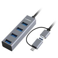 mbeat® 4-Port USB 3.0 Hub with 2-in-1 USB 3.0 & USB-C Converter - Space Grey