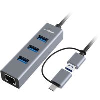 mbeat®  3-Port USB 3.0 Hub & Gigabit LAN with 2-in-1 USB 3.0 & USB-C Converter - Space Grey