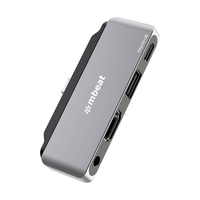 mbeat®  Elite Mini 4-In-1 USB-C Mobile Hub for iPad Pro, USB-C Tablet & Laptop/Notebook - Supports up to 60W PD pass-through charging