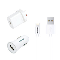 mbeat 3-in-1 MFI USB Lightning Charging Kit (1m Lighting to USB Cable + 2.1A Car & Wall Charger) (LS)