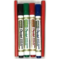 Marker Whiteboard Pentel MW85 Bullet Point Assorted Wallet 4