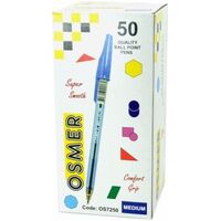 Pen Osmer Medium Ball Pen Blue OS7250 Box 50 