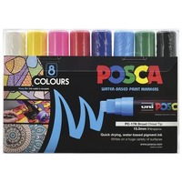 Marker Uni POSCA PC17K Chisel Point 15mm Line Assorted Pack 8