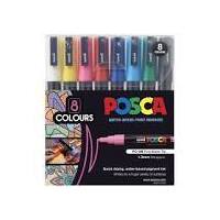 Marker Uni POSCA PC3M Bullet Point 1.3mm Line Assorted Colours Pack 8