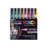 Marker Uni POSCA PC3M Bullet Point 1.3mm Line Glitter Colours Pack 8