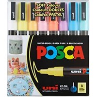 Marker Uni POSCA PC3M Bullet Point 1.3mm Line Soft Pastel Colours Pack 8