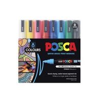 Marker Uni POSCA PC5M Bullet Point 2.5mm Line Assorted Colours Pack 8 