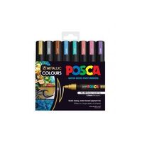 Marker Uni POSCA PC5M Bullet Point 2.5mm Line Metallic Colours Pack 8 