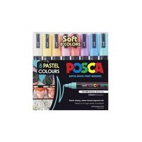 Marker Uni POSCA PC5M Bullet Point 2.5mm Line Soft Pastel Colours Pack 8 