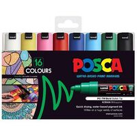 Marker Uni POSCA PC7M Bullet Point 4.5mm Line Assorted Colours Pack 16