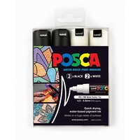 Marker Uni POSCA PC7M Bullet Point 4.5mm Line Black White Pack 4