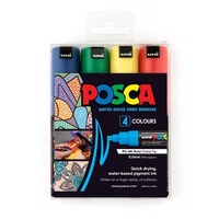 Marker Uni POSCA PC8K Chisel Point 8mm Line Assorted Pack 4