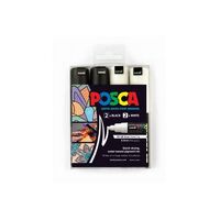 Marker Uni POSCA PC8K Chisel Point 8mm Line Black White Pack 4