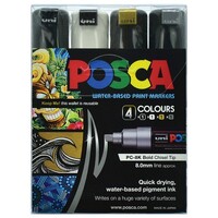 Marker Uni POSCA PC8K Chisel Point 8mm Line BWGS Pack 4