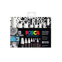 Marker Uni Posca Assorted Tip Sizes White Wallet 8