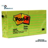 Post It Note 3M 630 6PK 73mm x 73mm Lined Yellow Pack 6