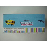 Post It Note 3M 654 18BRCP 76 x 76mm Jaipur Cabinet Pack of 18