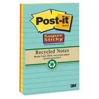 Post It Note 3M 660 3SSNRP Super Sticky Recycled 98 x 149mm 3 Pads Per Pack