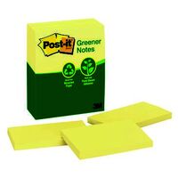 Post It Note 3M 655 RPA Recycled Yellow 76mm x 127mm Pack 12 pads 