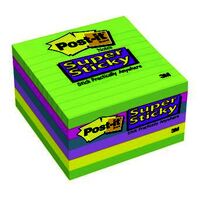 Post It Note 3M 675 6SSUC Super Sticky Lined Assorted Ultra 98 x 98 mm 