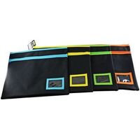 Pencil Case Osmer Polyester 35 x 18cm 2 Zip Name Insert Black Neon Trim