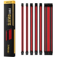 Antec PSU -  Sleeved Extension Cable Kit V2 - Red / Black. 24PIN ATX, 4+4 EPS, 8PIN PCI-E, 6PIN PCI-E, Compatible with Standard PSU