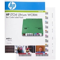 HP LTO4- BAR CODE LABEL PACK(QTY:100 ,10 CLEAN) UNIQUELY SEQUENCED - WORM VERSION