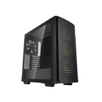 Deepcool CK560 Black Mid-Tower Computer Case, Tempered Glass Panel. High-Airflow, 4 x Pre-Installed Fans, Spacious For Large GPUs