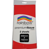 Gift Wrap Tissue Deluxe Rainbow Red 5 Sheet Pack 12