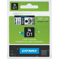 Dymo Tape D1 12mm x 7M Black On Clear SD45010