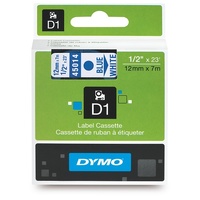 Dymo Tape D1 12mm x 7M Blue On White SD45014