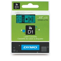 Dymo Tape D1 12mm x 7M Black On Green SD45019