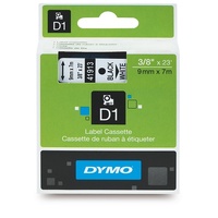 Dymo Tape D1 9mm x 7M Black on White SD40913 / SD41913 