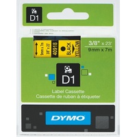 Dymo Tape D1 9mm x 7M Black On Yellow SD40918