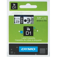 Dymo Tape D1 6mm x 7M Black On Clear 343610