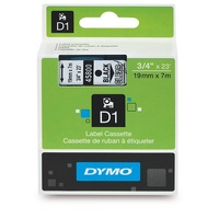 Dymo Tape D1 19mm x 7M Black On Clear SD45800