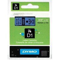 Dymo Tape D1 19mm x 7M Black On Blue SD45806
