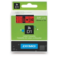 Dymo Tape D1 19mm x 7M Black On Red SD45807