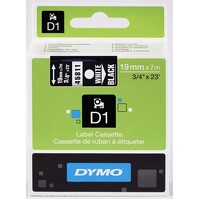 Dymo Tape D1 19mm x 7M White On Black SD45811