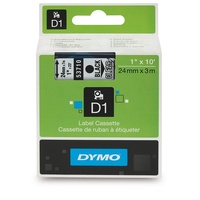 Dymo Tape D1 24mm x 7M Black On Clear SD53710