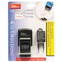 Stamp 4 in 1 Mini Dater Self Inking Shiny S303 Paid / Received / Faxed / Emailed 