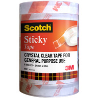 Tape 3M Scotch Sticky 502 24mm x 66m Tower Pack 6