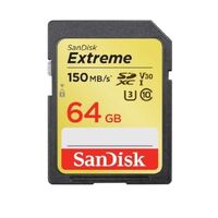 SanDisk 64GB Extreme SD UHS-I Memory Card 150MB/s Full HD & 4K UHD Class 30 Speed Shock Proof Temperature Proof Water Proof X-ray Proof Digital Camera