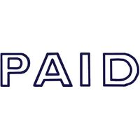 Stamp Shiny Paid Outline Text Blue SEN0013