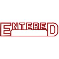 Stamp Shiny SEN2082 Outline Text Red ENTERED with Space for Date etc 