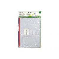 Document Wallet Clear A4 UBL Zip Lock Pack of 4 Assorted 