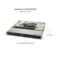 Supermicro 1RU SuperServer 5019P-MR Barebone Server, Single Scaleable Socket LGA3647, 4  x 3.5' HDD Hot Swap, IPMI, 400w RPSU, 2 x Gbe