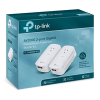 TP-LINK AV2000 GIGABIT PASSTHROUGH POWERLINE STARTER KIT, GbE(2), 2X2 MIMO, 3YR