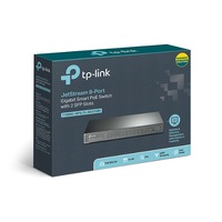 TP-LINK 8-PORT MANAGED GIGABIT SWITCH, POE+(8), SFP(2), 5YR WTY