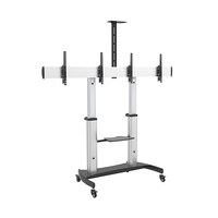 Brateck Dual Screen Aluminum Height-Adjustable TV Cart with Media Shelf for 37'-60' TVs Up to 50kg VESA 200x200,300x200,300x300,400x300,400x200,